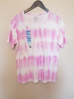 Penmans Pink Tie-Dye Stripe Short Sleeve Tee L
